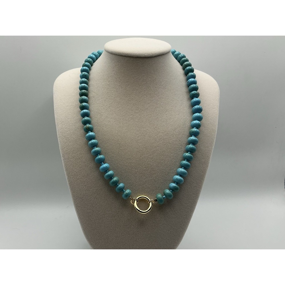 Adina Eden Turquoise Beaded Gold Plated Brass Charm Holder Necklace NIB
